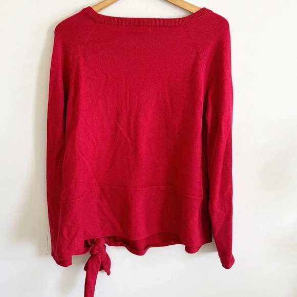 Dress barn red metallic side tie long sleeve knit sweater size XL - Picture 5 of 7
